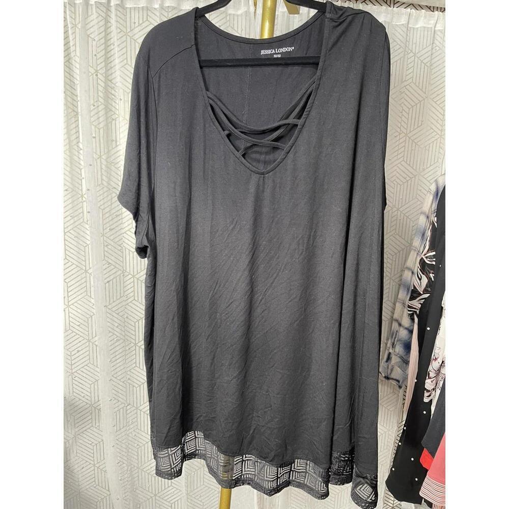 NWT Jessica London Women's Size 30/32 Black Short Sleeve Pullover Tee